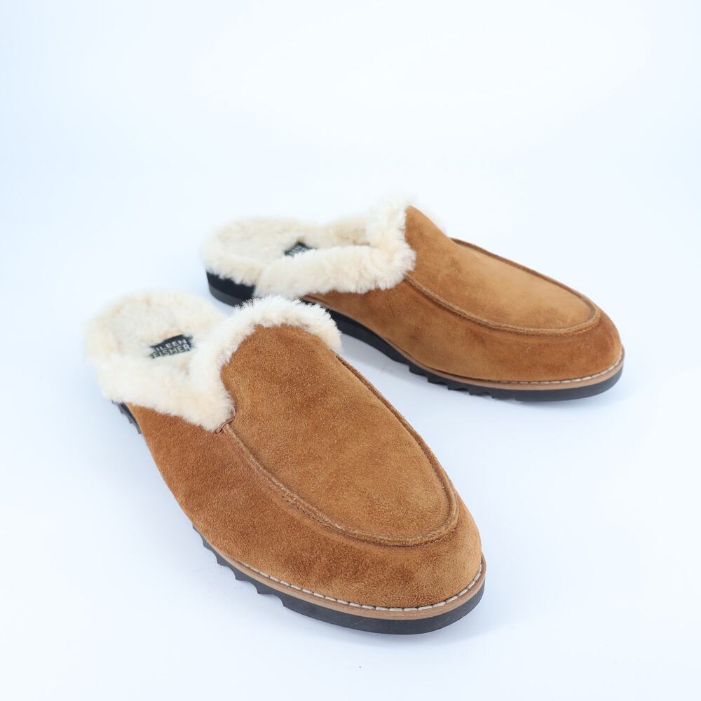 Eileen Fisher Frost Suede Mule Slipper Beige Shearling Lined Slide Women's 9